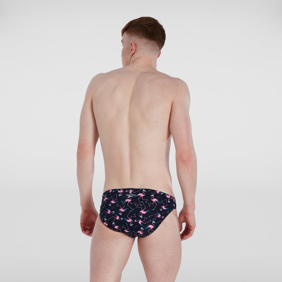 Flamingo Flare 5 cm Allover Badehose Blau/Pink für Herren