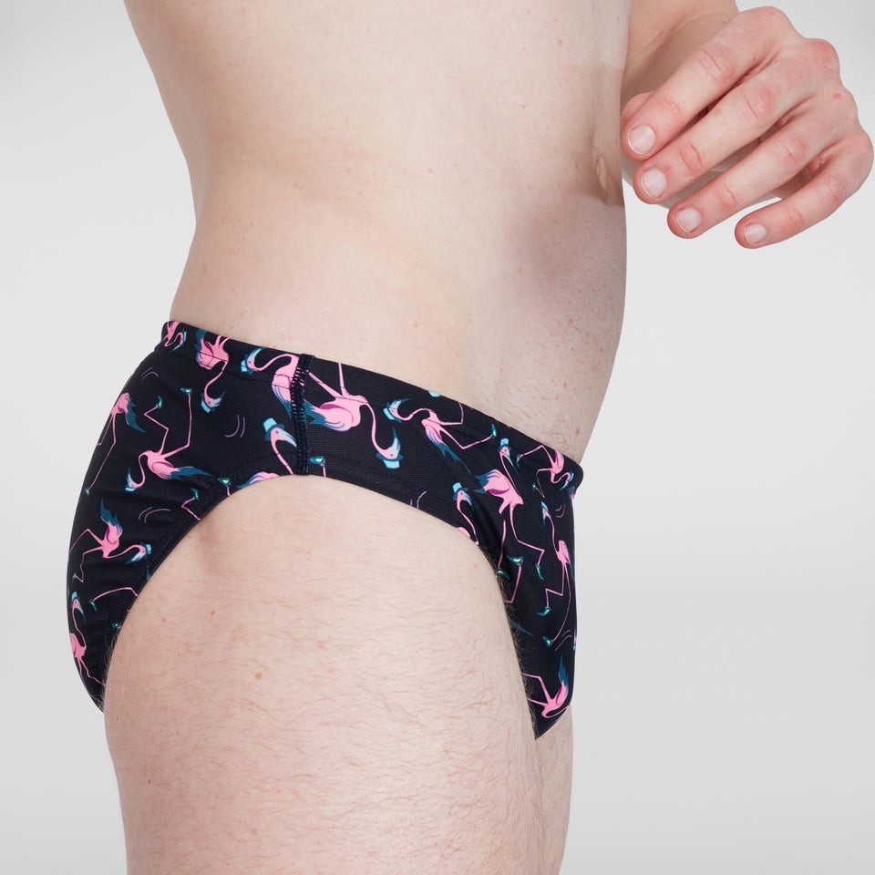 Flamingo Flare 5 cm Allover Badehose Blau/Pink für Herren