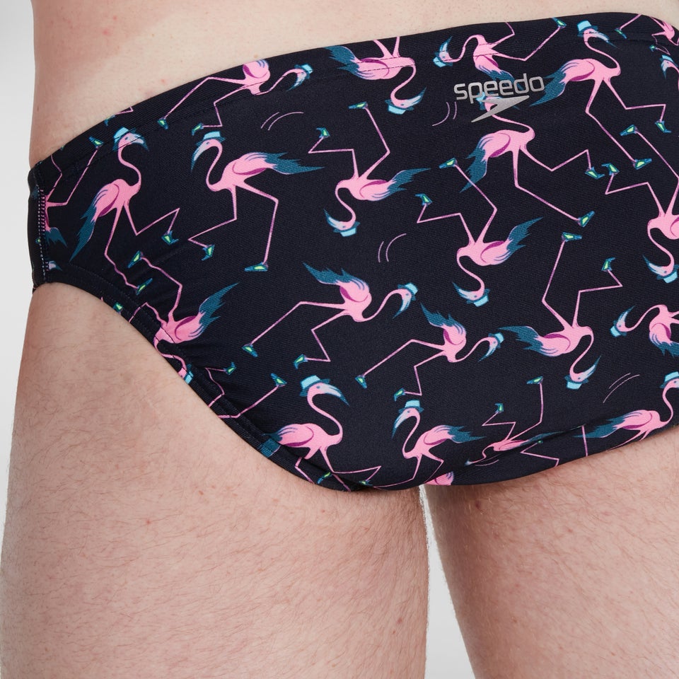Flamingo Flare 5 cm Allover Badehose Blau/Pink für Herren