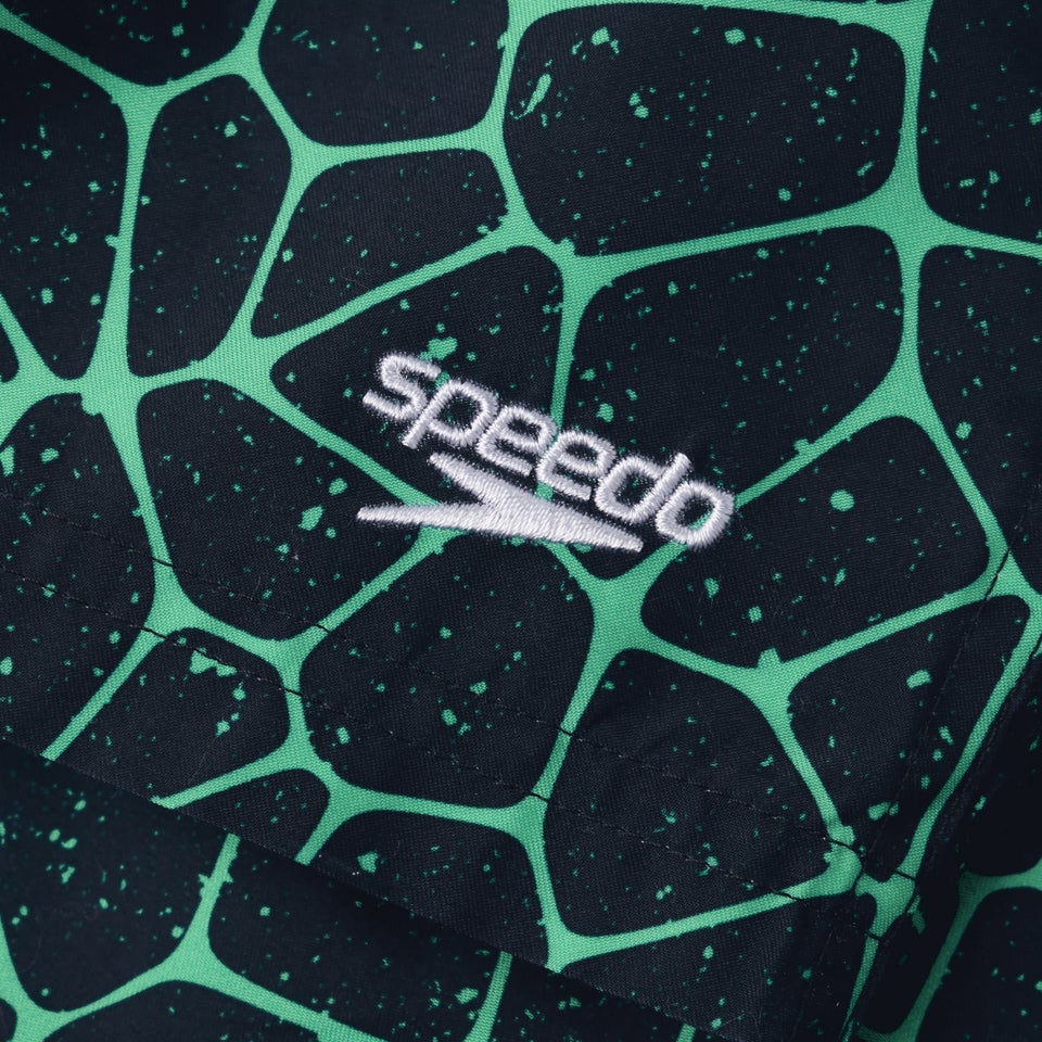 Bedruckte 13" Badeshorts Schwarz/Grün für Jungen