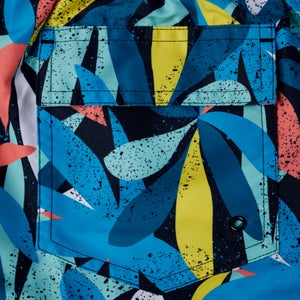 Boys' Printed 15" Swim Shorts Blue/Yellow