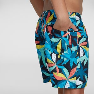 Boys' Printed 15" Swim Shorts Blue/Yellow