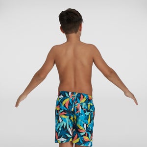 Boys' Printed 15" Swim Shorts Blue/Yellow