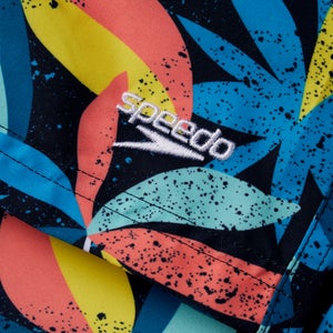 Boys' Printed 15" Swim Shorts Blue/Yellow