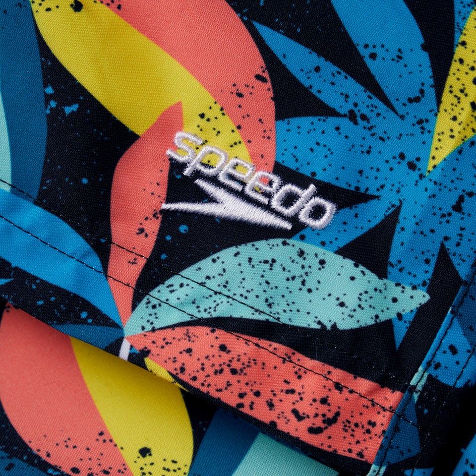 Boys' Printed 15" Swim Shorts Blue/Yellow