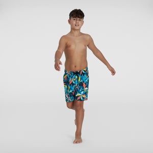 Boys' Printed 15" Swim Shorts Blue/Yellow
