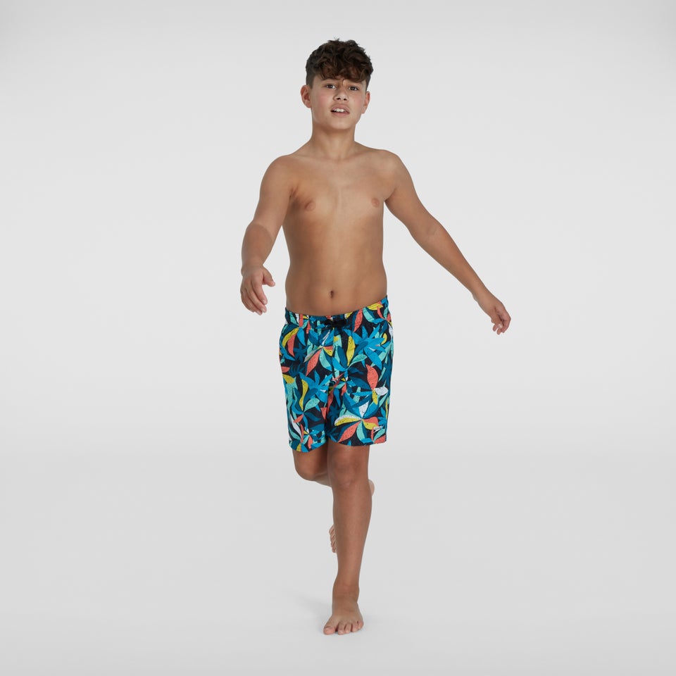 Boys' Printed 15" Swim Shorts Blue/Yellow