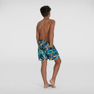 Boys' Printed 15" Swim Shorts Blue/Yellow