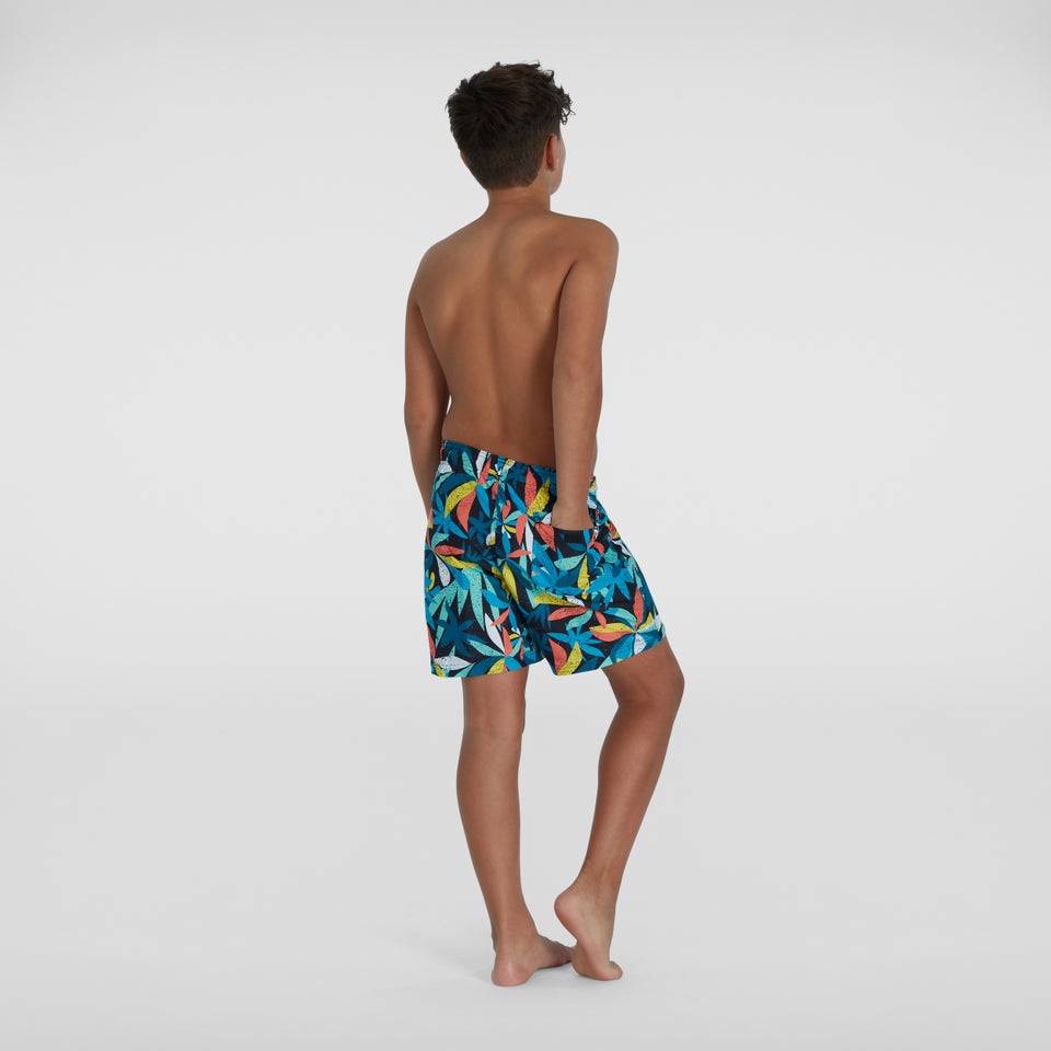 Boys' Printed 15" Swim Shorts Blue/Yellow