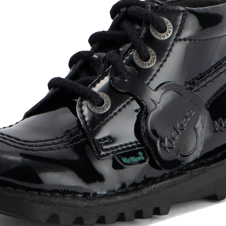 Infant Girls Kick Hi Zip Leather Alternative Patent Leather Black