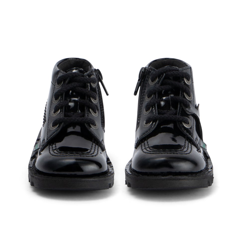 Infant Girls Kick Hi Zip Leather Alternative Patent Leather Black