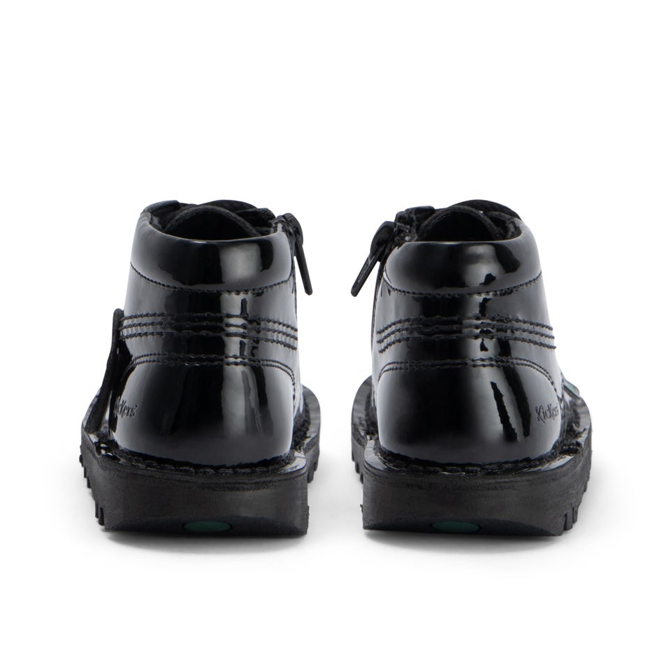 Infant Girls Kick Hi Zip Leather Alternative Patent Leather Black