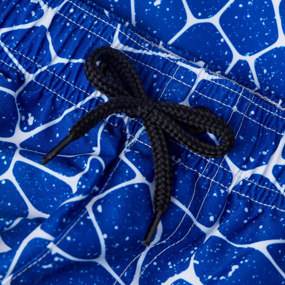 Bedruckte Leisure 16" Badeshorts Blau/Weiß für Herren