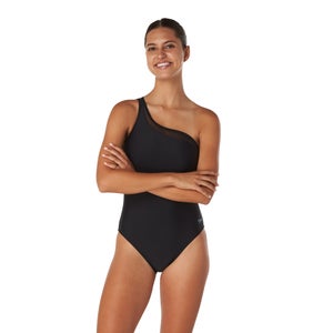 Women's Mesh Asymmetrical One Piece Black