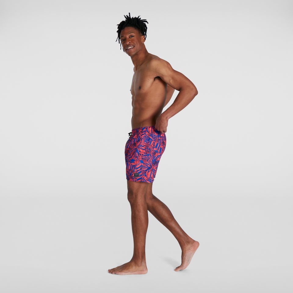 Short de bain Homme Printed Leisure 40 cm bleu/rouge