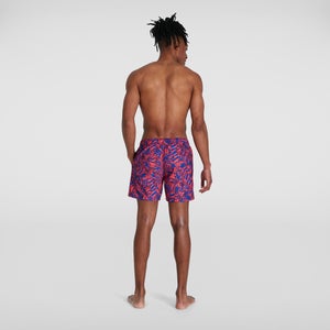 Short de bain Homme Printed Leisure 40 cm bleu/rouge