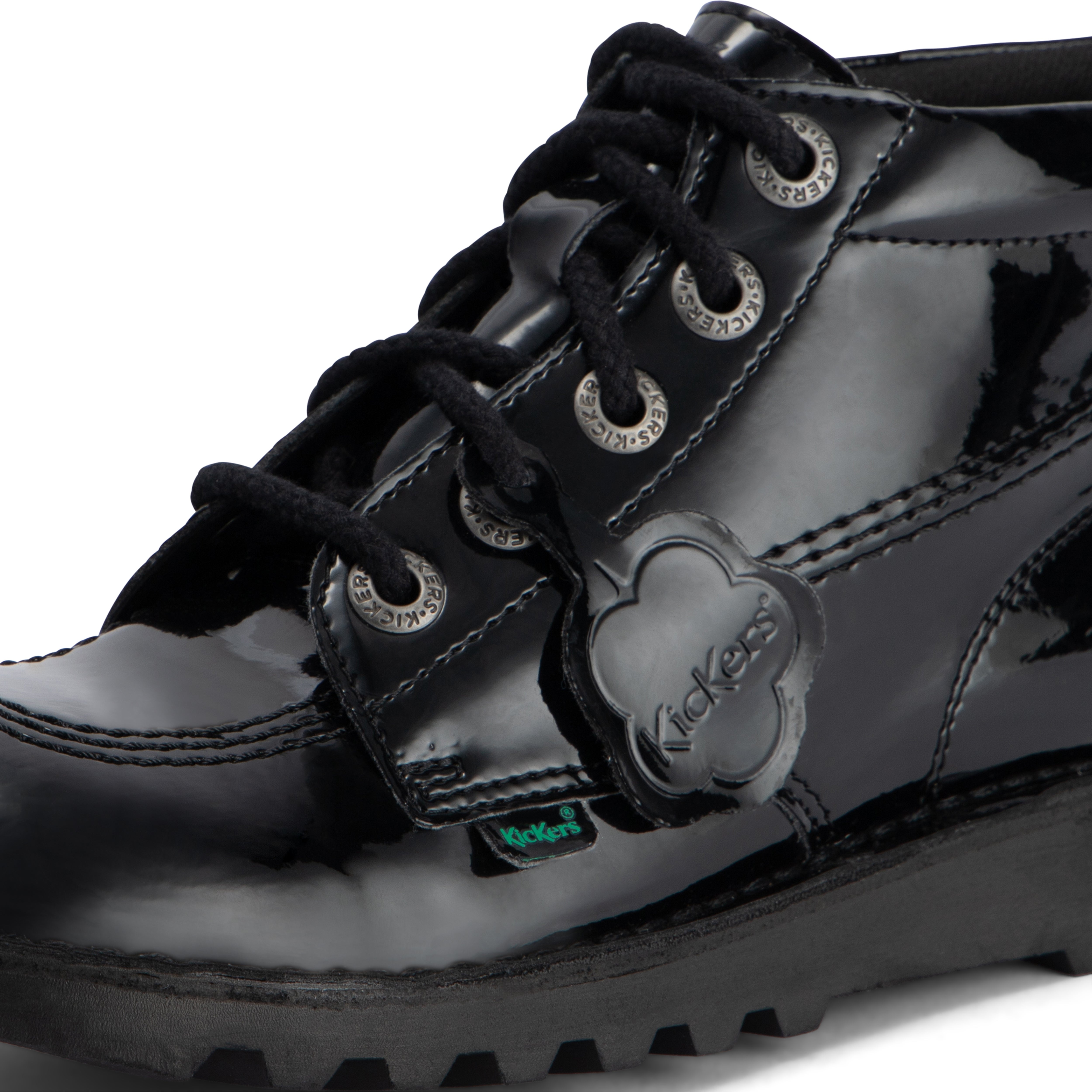 Youth Womens Kick Hi Leather Alternative Patent Leather Black