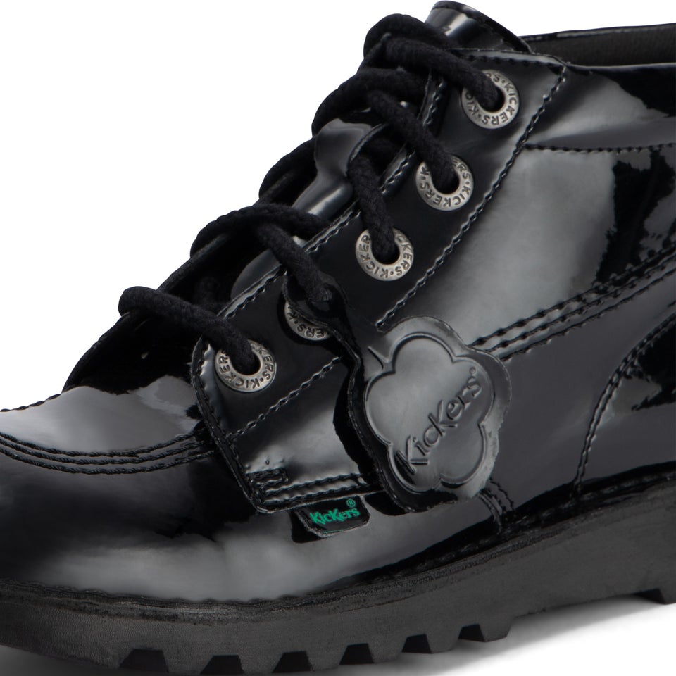 Youth Womens Kick Hi Leather Alternative Patent Leather Black