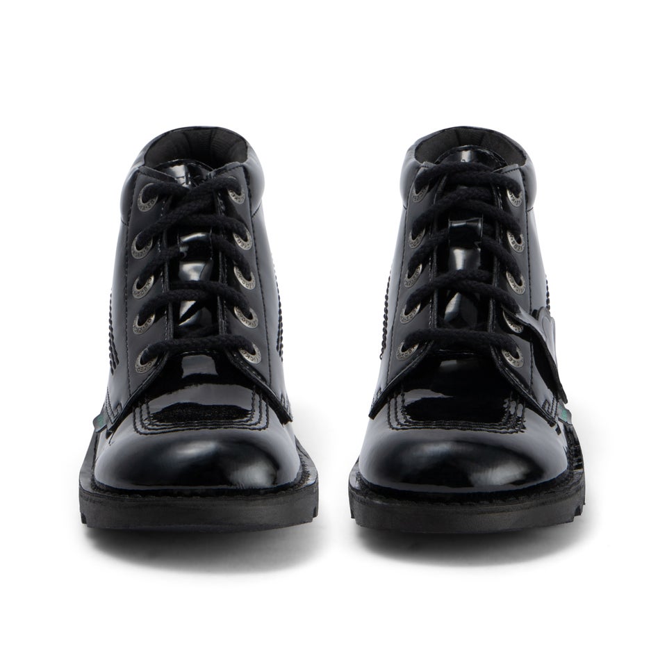 Youth Womens Kick Hi Leather Alternative Patent Leather Black