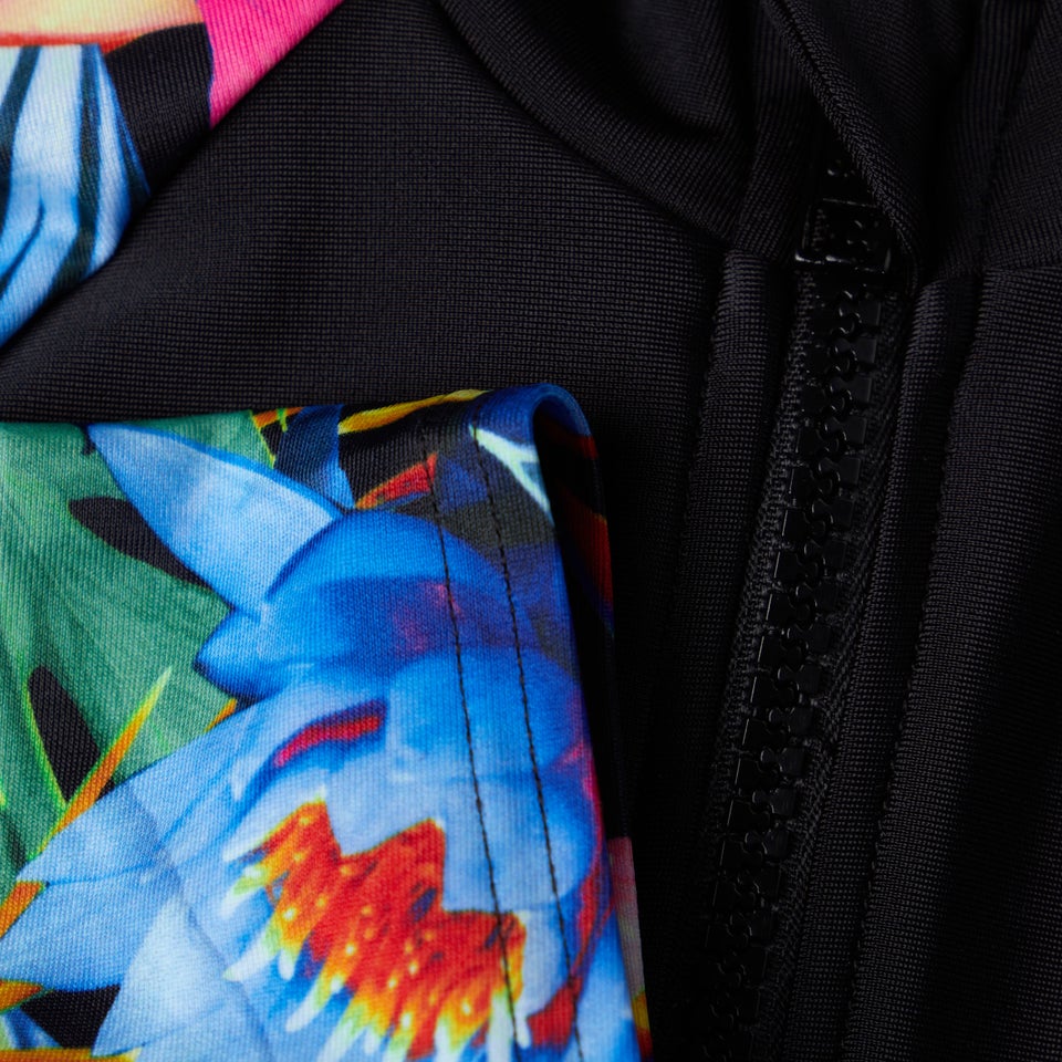 Girls' Printed Long Sleeved Paddle Suit Black/Blue