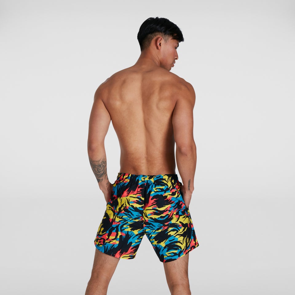 Men's Printed Leisure 16" Swim Shorts Yellow/Red