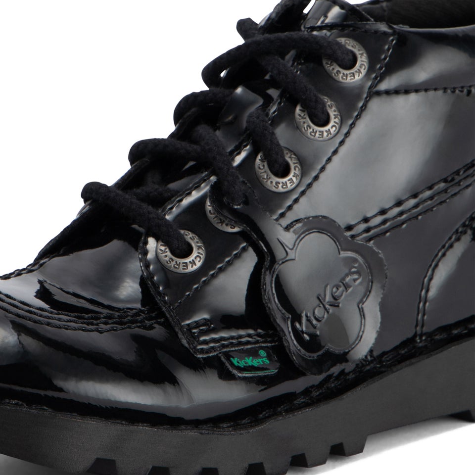 Junior Girls Kick Hi Zip Leather Alternative Patent Leather Black