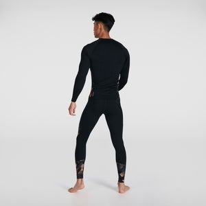 Men's Printed Long Sleeved Rash Top Black/Orange