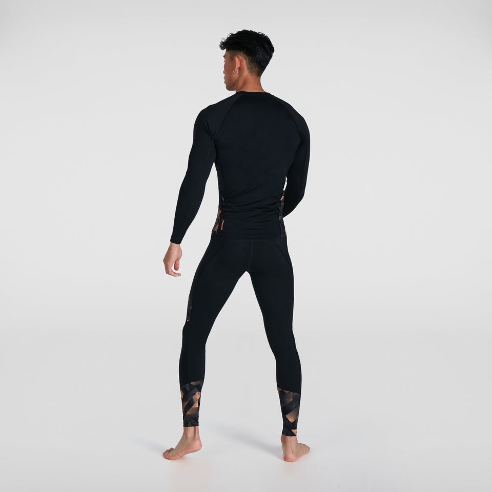 Haut Homme Rash Printed à manches longues noir/orange