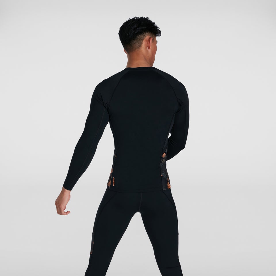 Haut Homme Rash Printed à manches longues noir/orange