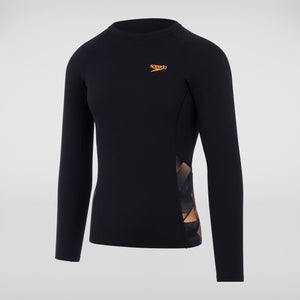 Men's Printed Long Sleeved Rash Top Black/Orange