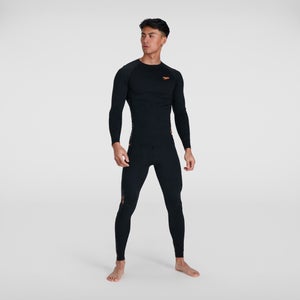 Men's Printed Long Sleeved Rash Top Black/Orange