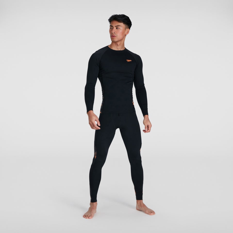 Haut Homme Rash Printed à manches longues noir/orange