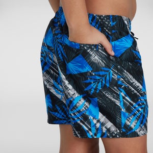 Boys' Printed 13" Swim Shorts Black/White