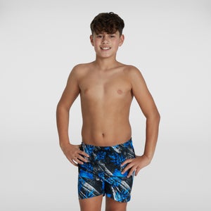 Boys' Printed 13" Swim Shorts Black/White