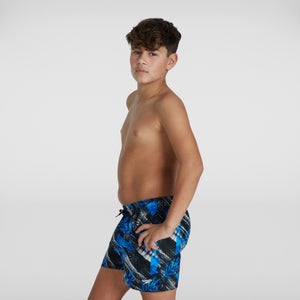 Boys' Printed 13" Swim Shorts Black/White