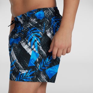 Boys' Printed 13" Swim Shorts Black/White
