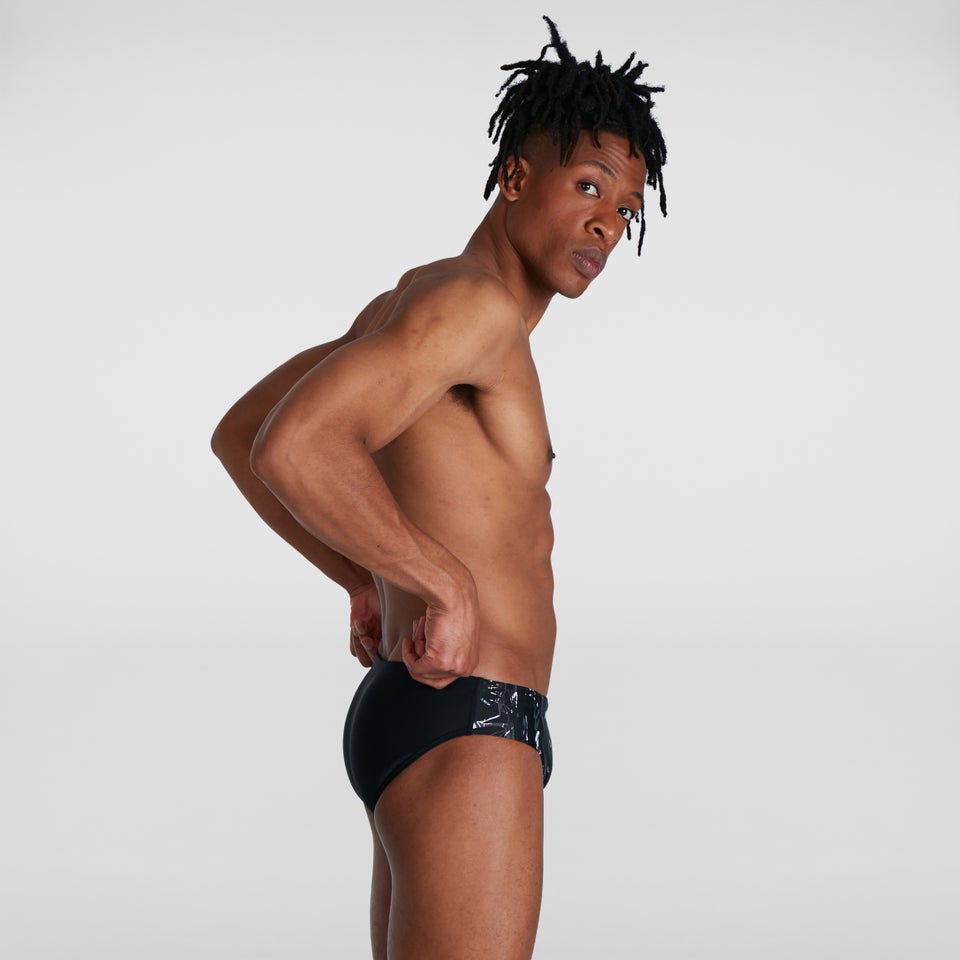 Allover 7 cm Badehose Schwarz/Grau für Herren