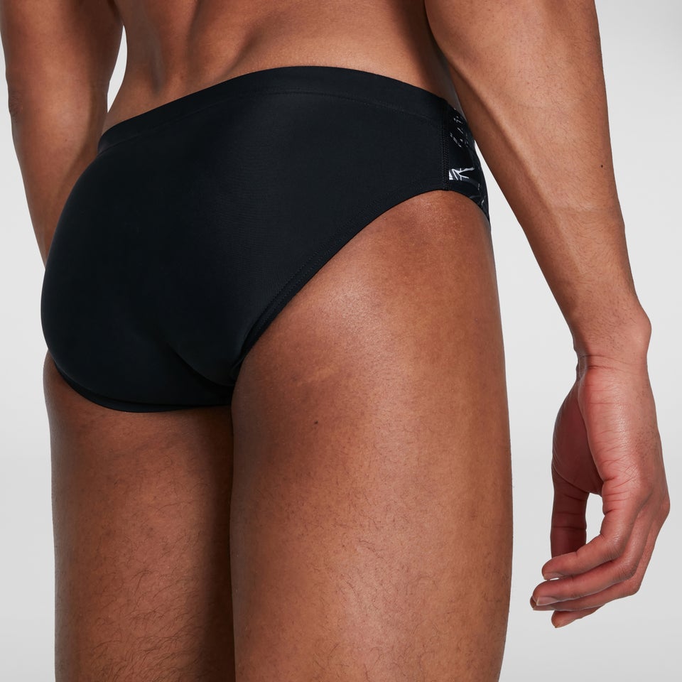 Allover 7 cm Badehose Schwarz/Grau für Herren