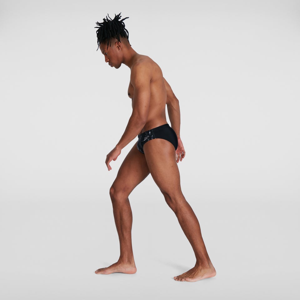 Allover 7 cm Badehose Schwarz/Grau für Herren