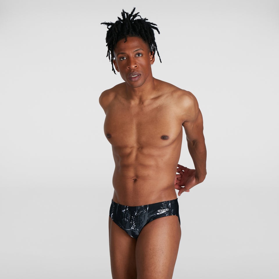 Allover 7 cm Badehose Schwarz/Grau für Herren