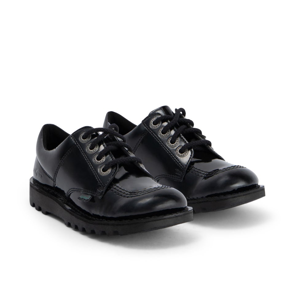 Junior Girls Kick Lo Leather Alternative Patent Leather Black