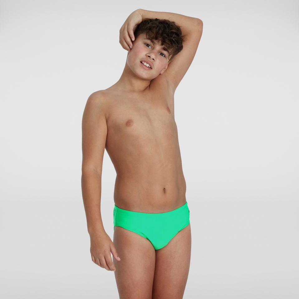 Slip de bain Garçon Logo 6,5 cm vert/gris