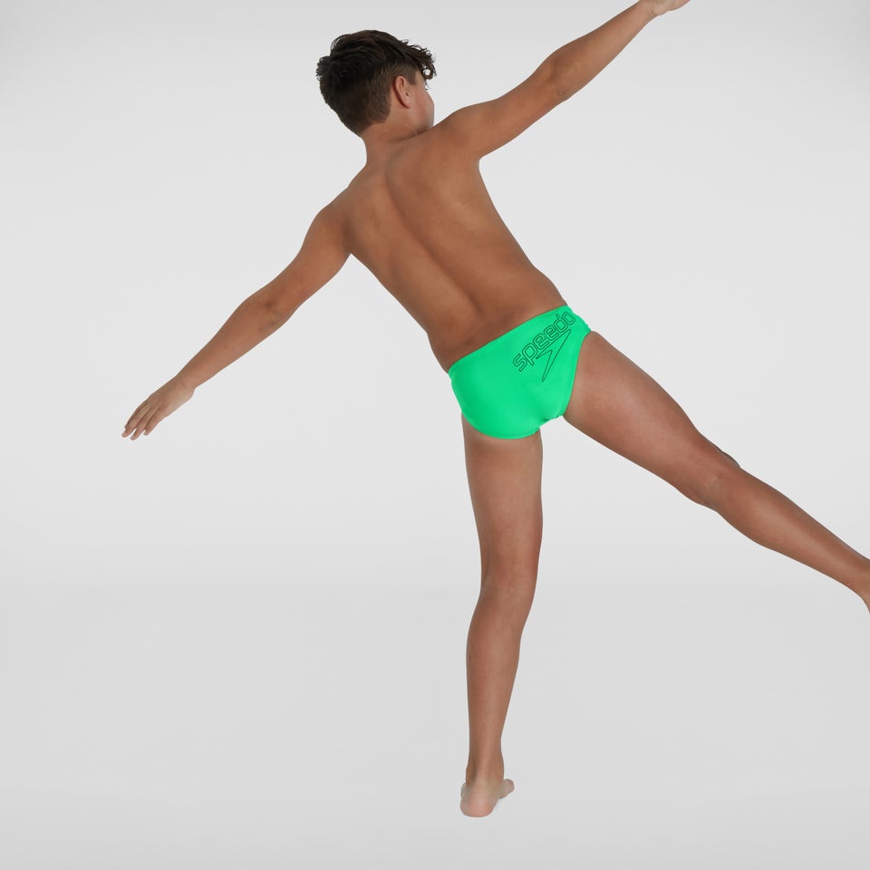 Slip de bain Garçon Logo 6,5 cm vert/gris