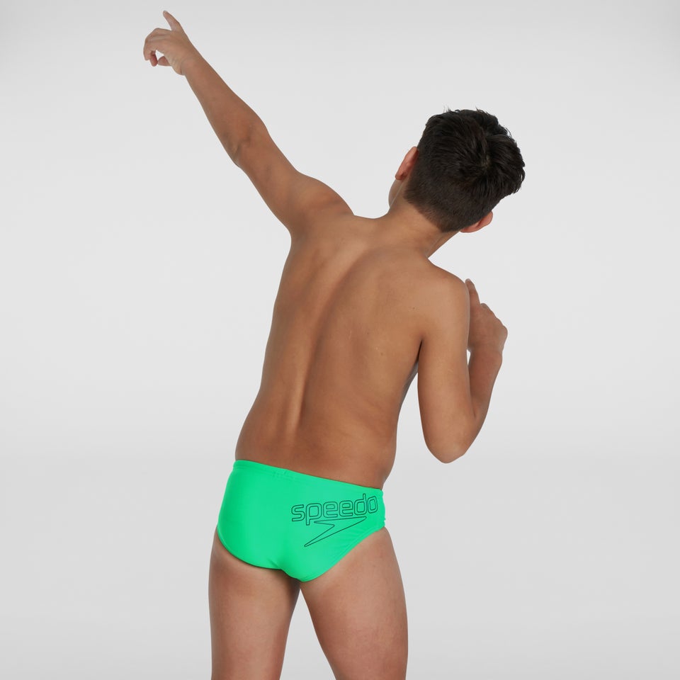 Slip de bain Garçon Logo 6,5 cm vert/gris