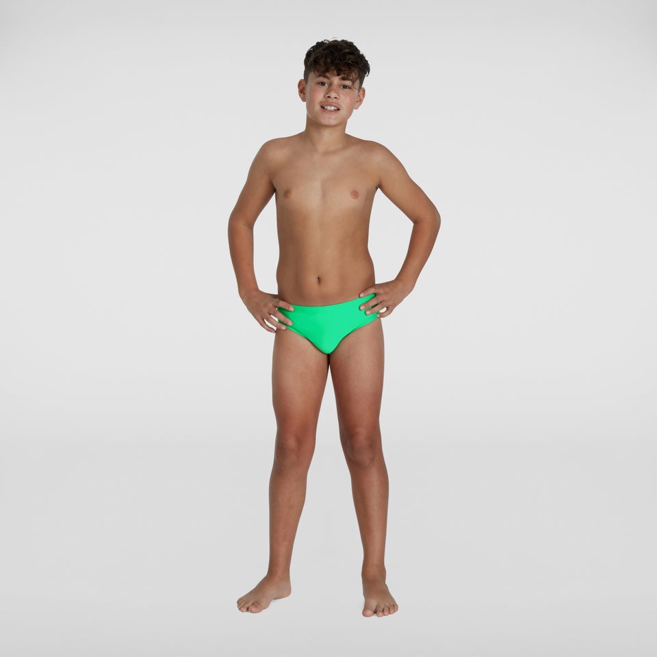Slip de bain Garçon Logo 6,5 cm vert/gris