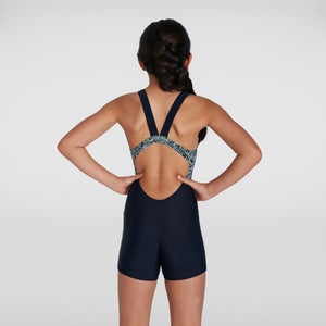 Combishort Fille Printed Leaderback marine/rose