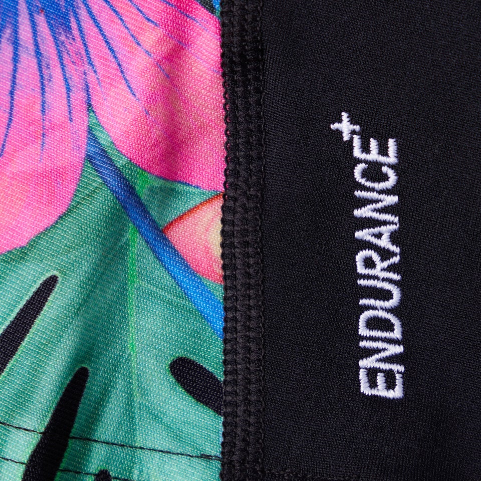 Bedrucktes langärmliges Rash Top Schwarz/Pink für Damen