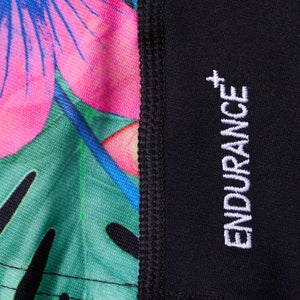 Bedrucktes langärmliges Rash Top Schwarz/Pink für Damen