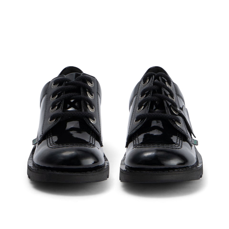 Youth Womens Kick Lo Leather Alternative Patent Leather Black