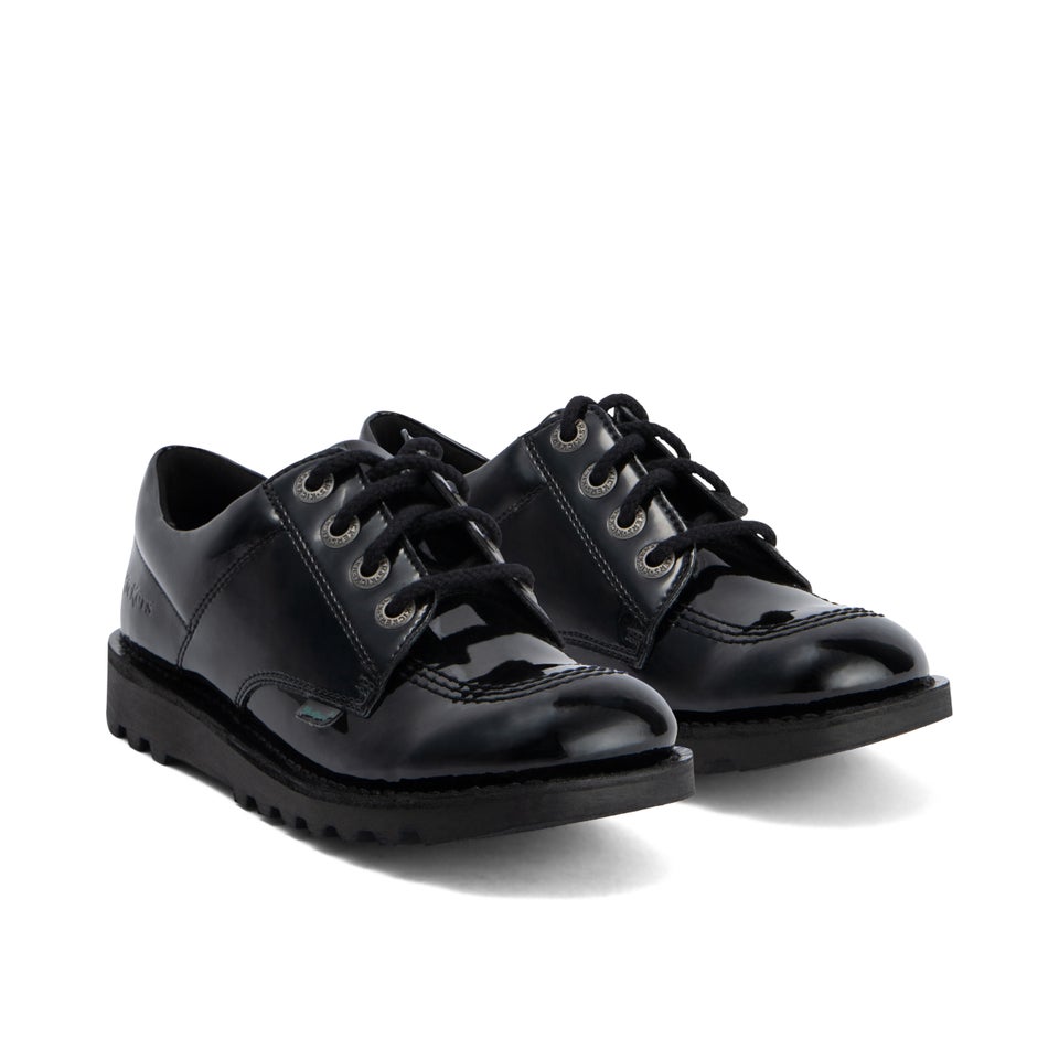 Youth Womens Kick Lo Leather Alternative Patent Leather Black